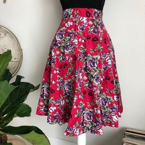 Playgirl Red Floral Circle Skirt